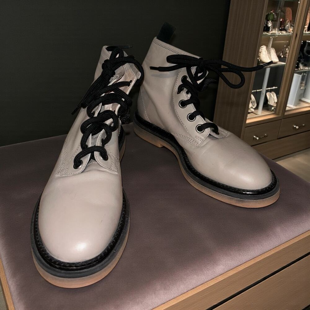 AGL Attilio Giusti Leombruni Combat Boots Tan Leather Italy EU 35 US 5 NWT